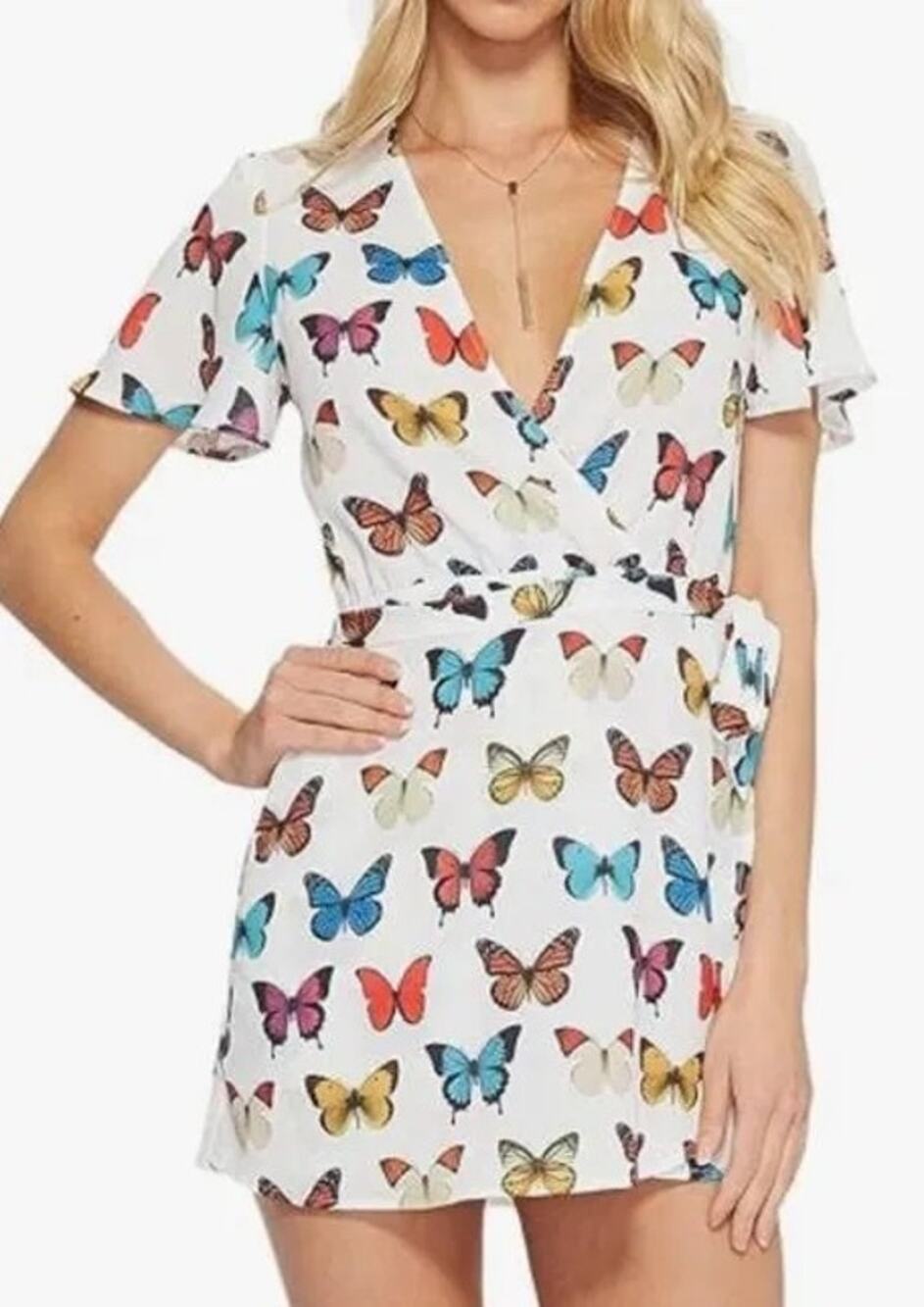 Show Me Your Mumu Butterfly Print Multicolor Romper Festival Whimsy Fairy Small